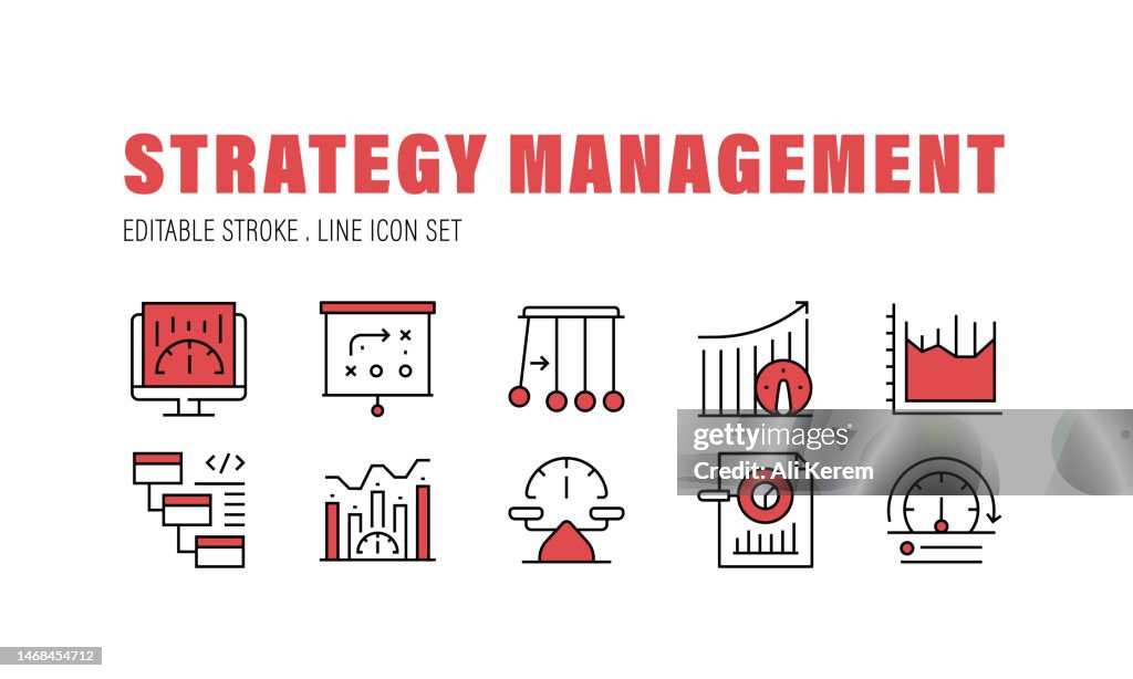 Strategiemanagement, Ziel, Kaskadierung, Statistik Icons