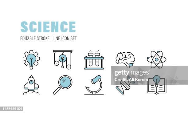 science, chemistry, innovation, astronomy, atom, experiement icons - biotechnology icon stock illustrations