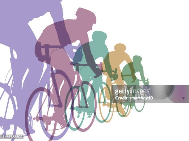 cyclists race - racing bicycle stock illustrations