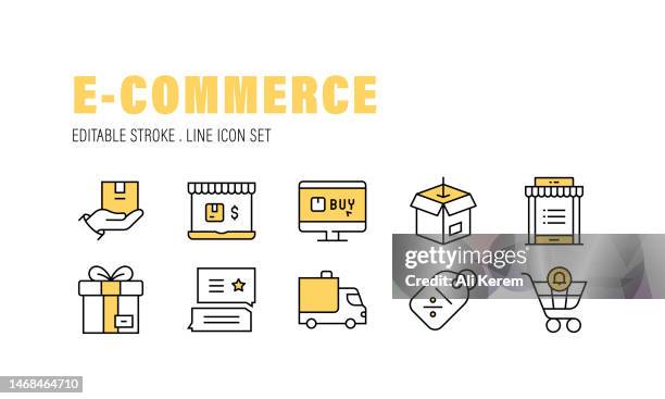 e-commerce, support, shopping, delivery, store icons - personalization stock illustrations