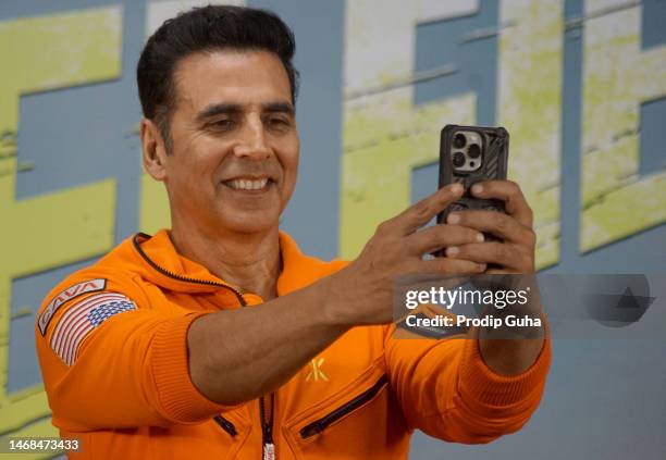 Akshay Kumar attempt to highest selfie at Guinness World records on February 22, 2023 in Mumbai, India