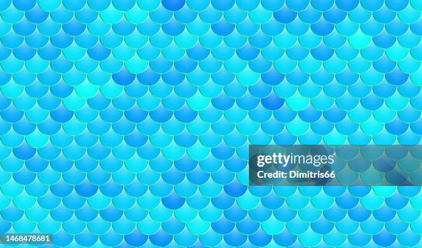 seamless fish scale pattern with editable stroke - fish scale pattern stock illustrations