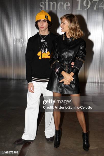 Martina Colombari and Achille Costacurta are seen on the front row of the Iceberg Since 1974 fashion show during the Milan Fashion Week Womenswear...