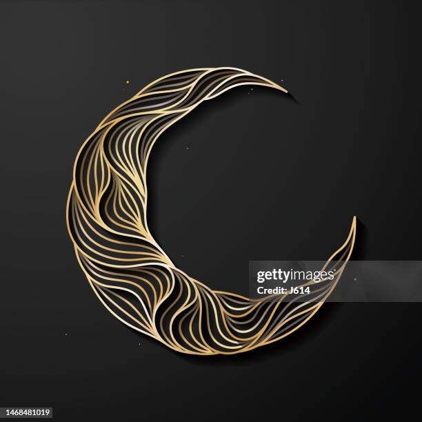 golden crescent moon - crescent stock illustrations