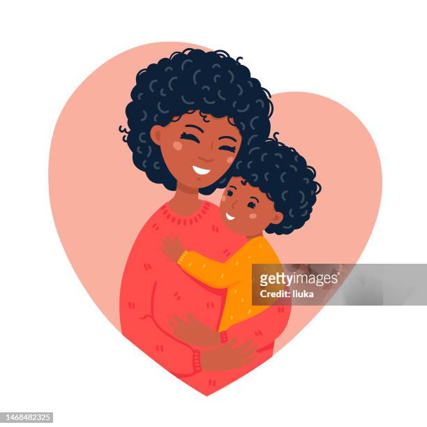 stockillustraties, clipart, cartoons en iconen met the mother and the son stock illustration - kids hugging mom cartoon