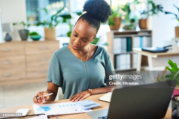 chart documents, office and african woman review financial savings, finance budget or business accounting report. reading analytics, data analysis accountant and administration work on research graph - right stock pictures, royalty-free photos & images