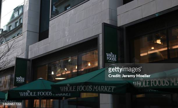 The exterior of a Whole Food Market store photographed on February 19, 2023 in London, England.