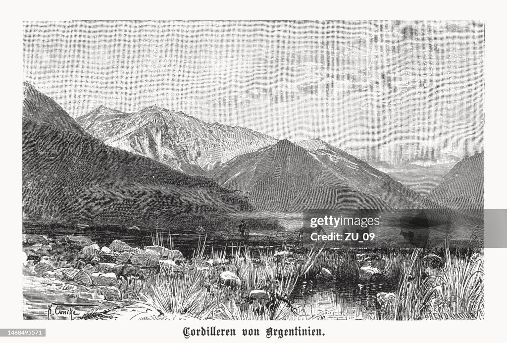 Cordillera of Argentina (Principal Cordillera), wood engraving, published in 1899