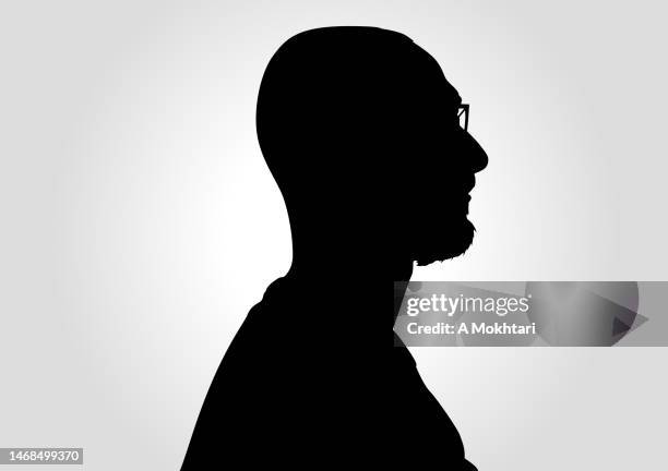 man portrait silhouette. - beard stock illustrations