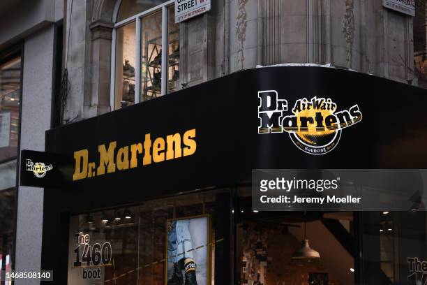 The exterior of a Dr. Martens store photographed on February 18, 2023 in London, England.