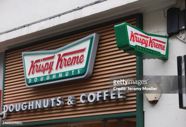 The exterior of a Krispy Kreme store photographed on February 18, 2023 in London, England.