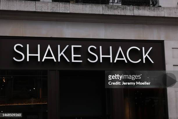 The exterior of a Shake Shack store photographed on February 18, 2023 in London, England.