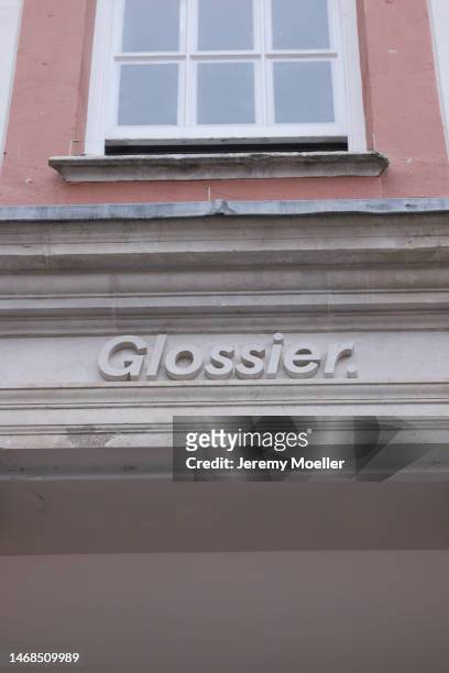 The exterior of a Glossier store photographed on February 18, 2023 in London, England.
