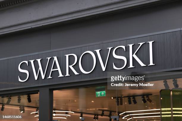 The exterior of a Swarovski store photographed on February 18, 2023 in London, England.