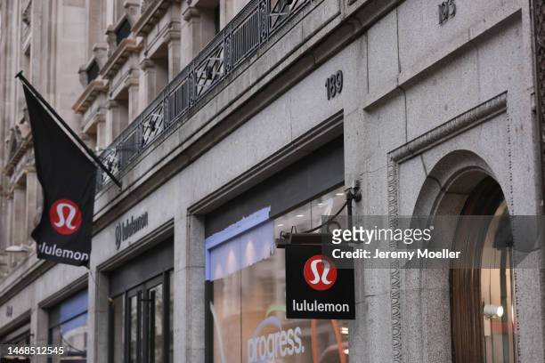 The exterior of a Lululemon Athletica store photographed on February 20, 2023 in London, England.