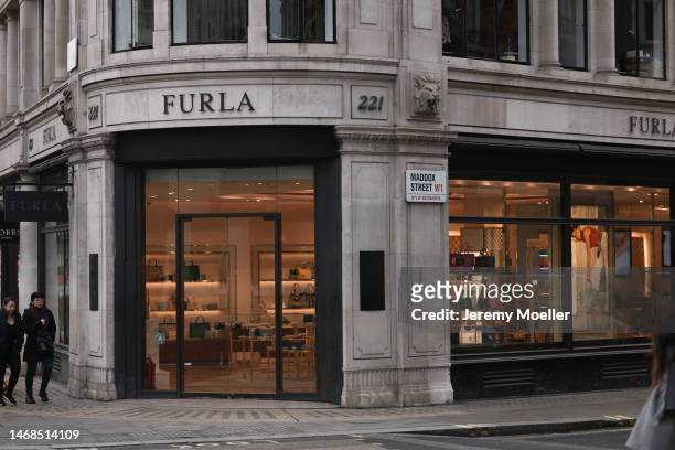 The exterior of a Furla store photographed on February 20, 2023 in London, England.