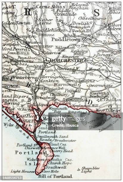 illustrations, cliparts, dessins animés et icônes de carte de dorset, région de portland isle, weymouth - portland map