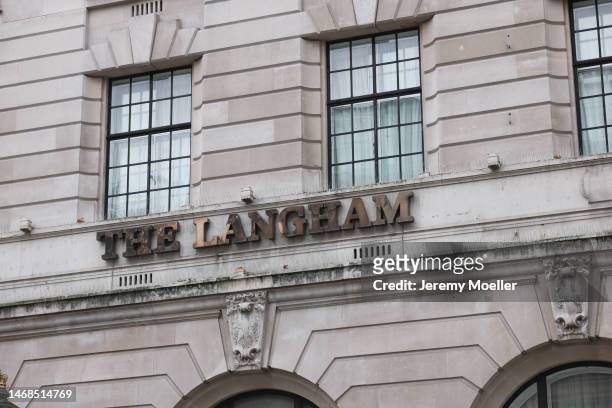 The exterior of The Langham hotel photographed on February 20, 2023 in London, England.