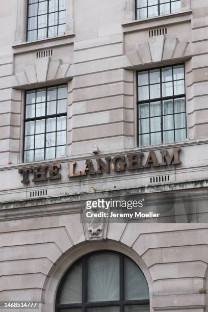 The exterior of The Langham hotel photographed on February 20, 2023 in London, England.