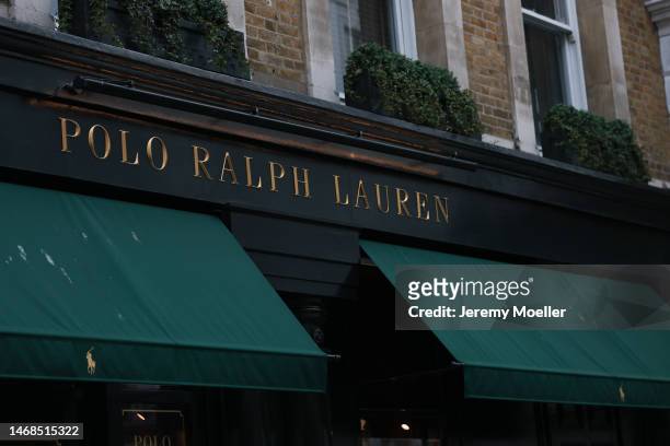 The exterior of a Polo Ralph Lauren store photographed on February 20, 2023 in London, England.