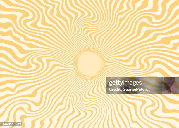 psychedelic sun with sunbeams - distorted stock illustrations