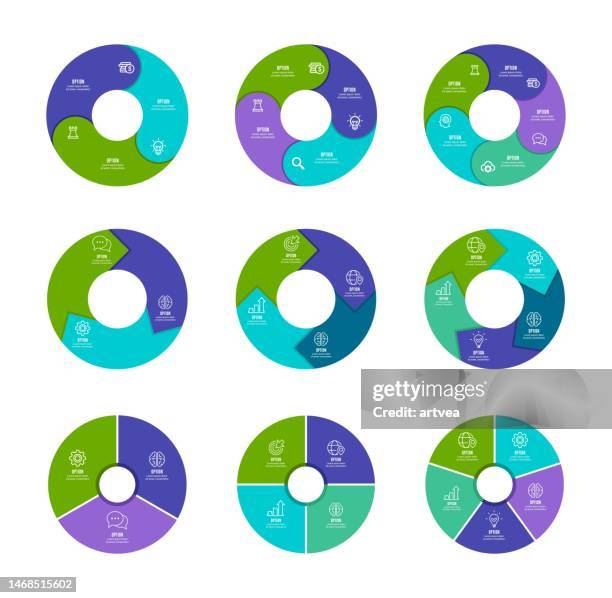 bildbanksillustrationer, clip art samt tecknat material och ikoner med set of infographic element - tårtdiagram