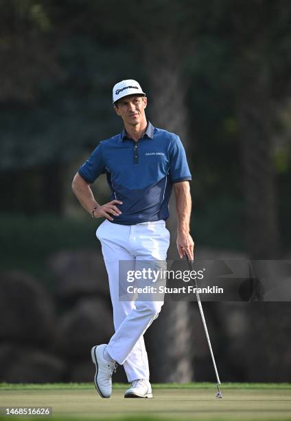 Thorbjorn Olesen of Denmark looks on during the pro-am prior to the Hero Indian Open at Dlf Golf and Country Club on February 21, 2023 in India.