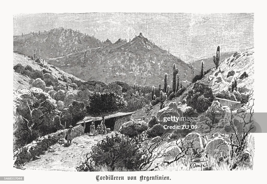 Cordillera of Argentina (Principal Cordillera), wood engraving, published in 1899