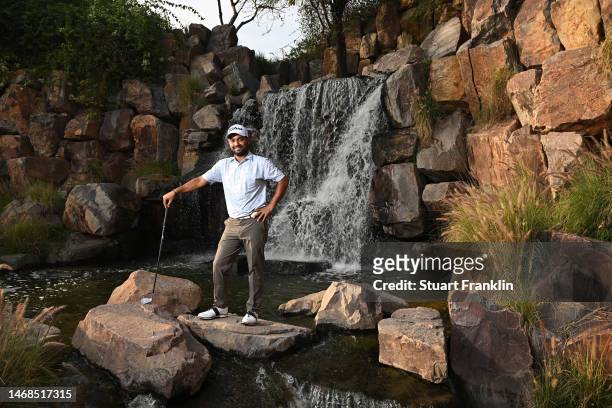 Sachin Baisoya of India poses for a picture during the pro-am prior to the Hero Indian Open at Dlf Golf and Country Club on February 21, 2023 in...