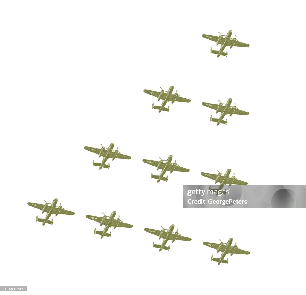 WWII Bomber Planes Formation Flying