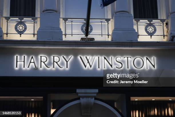 The exterior of a Harry Winston store photographed on February 18, 2023 in London, England.