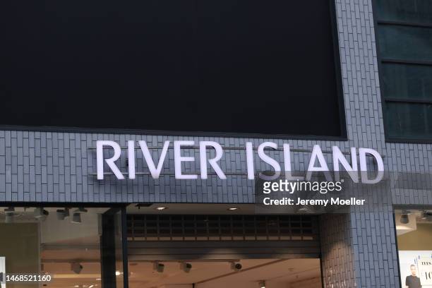 The exterior of a River Island store photographed on February 18, 2023 in London, England.