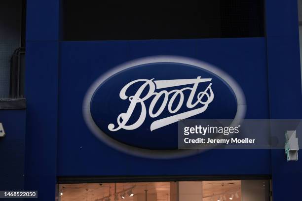 The exterior of a Boots store photographed on February 18, 2023 in London, England.