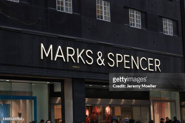 The exterior of a Marks & Spencer store photographed on February 18, 2023 in London, England.
