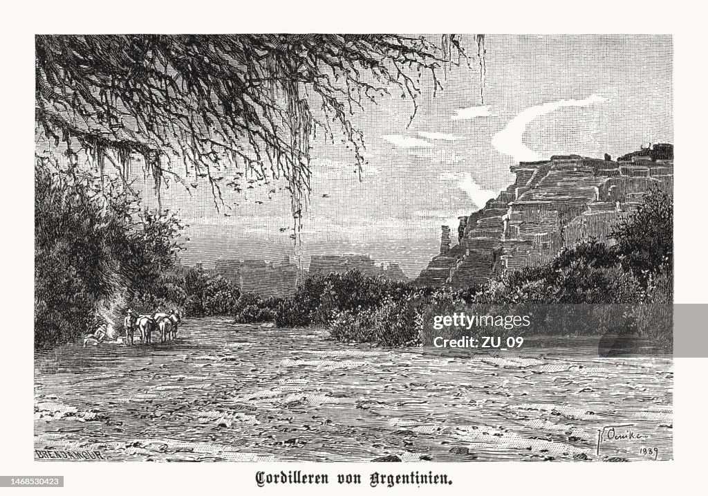 Ischigualasto Provincial Park, Argentina, wood engraving, published in 1899