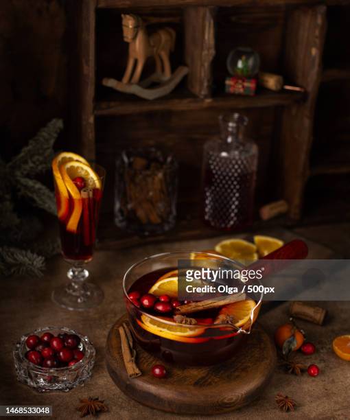 Mulled Wine In Glass Saucepan With Cinnamon Sticksanisered Wine High-Res  Stock Photo - Getty Images