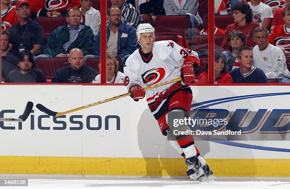 Right wing Jesse Boulerice of the Carolina Hurricanes skates on the