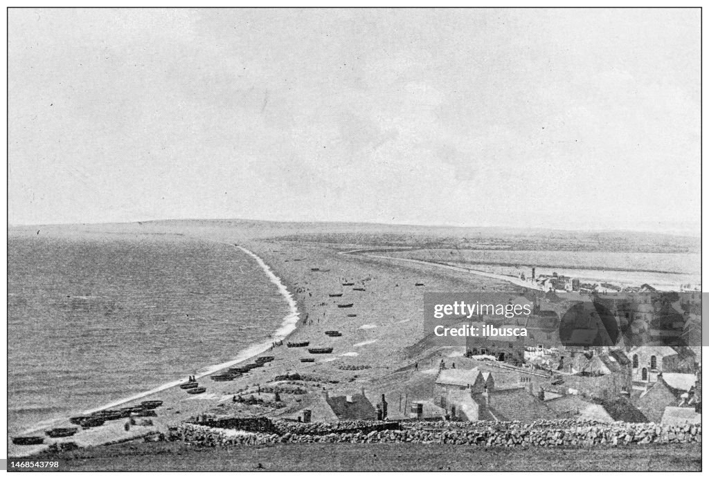Antique photograph of Dorset, England: Chesil Beach, Portland