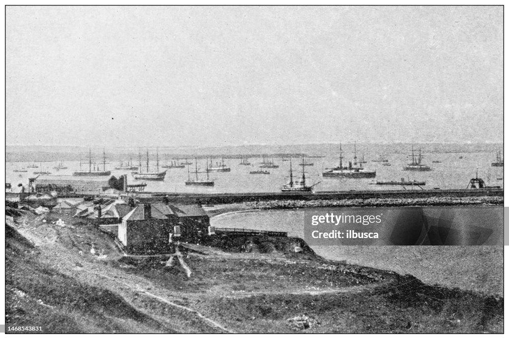 Antique photograph of Dorset, England: Fleet in Portland Harbour