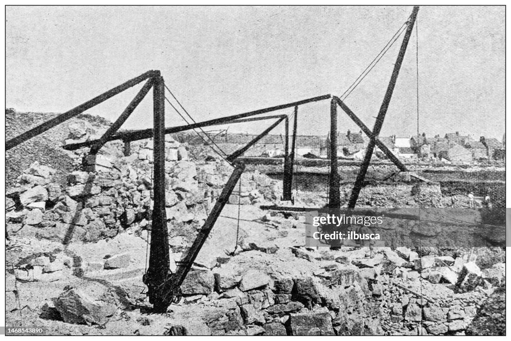 Antique photograph of Dorset, England: Portland quarry