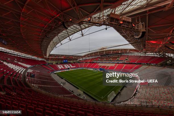 General view of the Red Bull Arena prior to the UEFA Champions League round of 16 leg one match between RB L⁄eipzig and Manchester City at Red Bull...