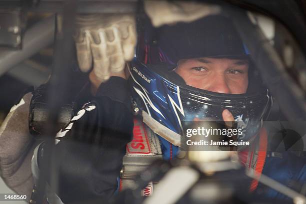 Casey Atwood, driver of the Ultra Motorsports Dodge Intrepid R/T, prepares to practice for the EA Sports 500 at Talladega Superspeedway on October 5,...