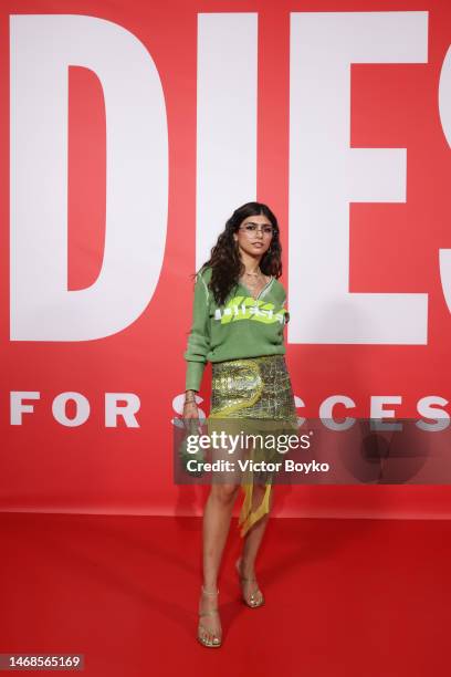 Mia Khalifa attends the Diesel Fashion Show during Milan Fashion Week Womenswear Fall/Winter 2023/24 on February 22, 2023 in Milan, Italy.