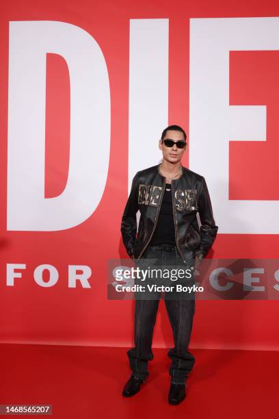 Evan Mock attends the Diesel Fashion Show during Milan Fashion Week Womenswear Fall/Winter 2023/24 on February 22, 2023 in Milan, Italy.