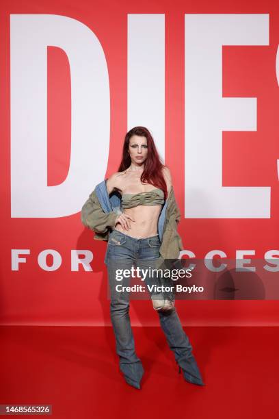 Julia Fox attends the Diesel Fashion Show during Milan Fashion Week Womenswear Fall/Winter 2023/24 on February 22, 2023 in Milan, Italy.