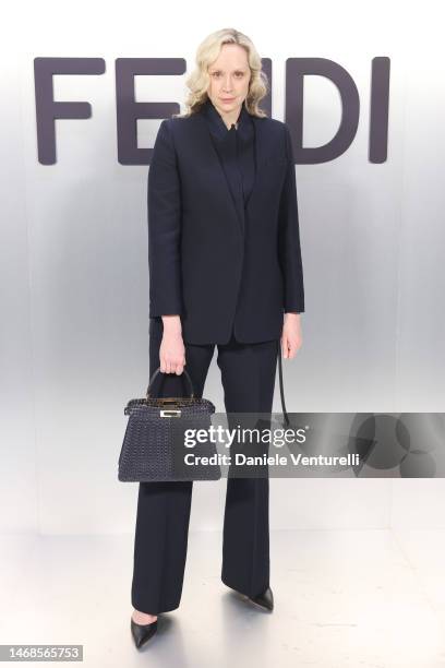 Gwendoline Christie attends the Fendi Fashion Show during Milan Fashion Week on February 22, 2023 in Milan, Italy.