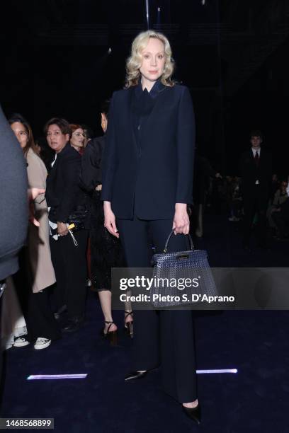 Gwendoline Christie attends the Fendi Fashion Show on February 22, 2023 in Milan, Italy.