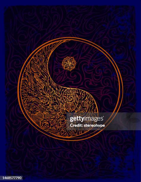 ying and yang - himalayan stock illustrations