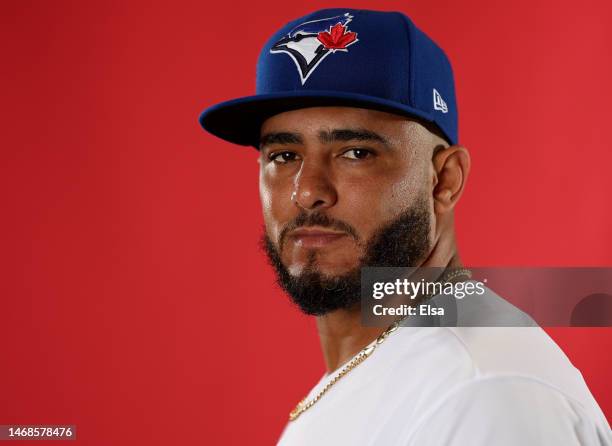 Yimi Garcia of the Toronto Blue Jays poses for a portrait during Toronto Blue Jays Photo Day at the Toronto Blue Jays Spring Training facility on...