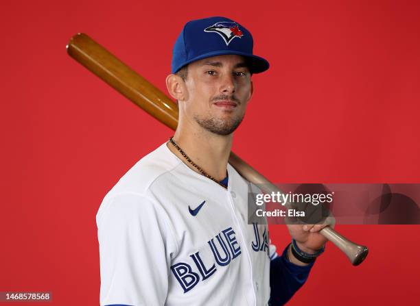 Tt8poses for a portrait during Toronto Blue Jays Photo Day at the Toronto Blue Jays Spring Training facility on February 22, 2023 in Dunedin, Florida.